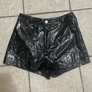 Black Women's Vinyl Shiny Shorts